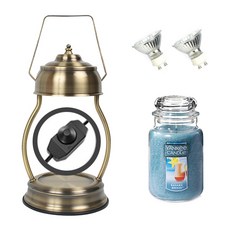 YANKEE CANDLE Rajja + 蠟燭加熱器 + 燈泡 2 件套, 溫暖（復古），蠟燭（巴哈馬微風）