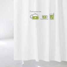 Soopul 浴簾 綠茶 3入 1800 x 1880 mm + 不鏽鋼掛環 12入, 1套