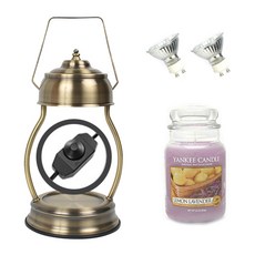 洋基蠟燭大爵士 + 蠟燭加熱器 + 燈泡 2 件套, 溫暖（復古），蠟燭（檸檬薰衣草）