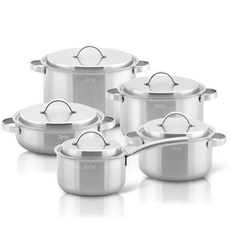 Queensense Arte 5 鍋套裝 A 型 5p, 單柄鍋18cm+雙耳鍋20cm+24cm+火鍋湯鍋24cm+燉鍋28cm, 單色