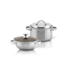 QUEEN SENSE Arte電磁爐適用5層304不鏽鋼雙耳湯鍋 2入組 C款, 單色, 雙耳湯鍋20cm+火鍋湯鍋20cm, 1組