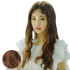 GabalNara U形嬉皮燙開頂式半頂假髮 + 髮片 2p + 假髮梳 + 尖尾梳 + 鱷魚夾組合, 橘棕色, 1個