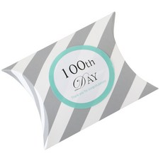 迷你條紋半月盒 100入+百日貼紙 淡色薄荷 100入, 灰色, 1套