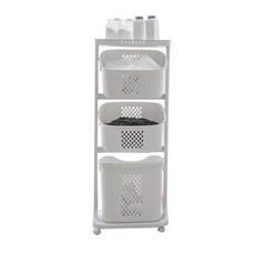 SaenghwalBaekseo 移動式3層洗衣籃, 白色的, 1個