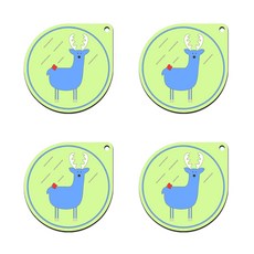 I Love Home 動物印花PVC擺盤杯墊 4入, 麋鹿