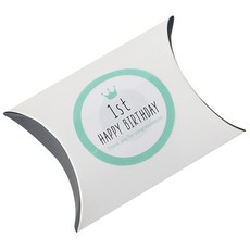 半月禮盒迷你謝謝你 100p + 粉彩石貼紙 100p, 白色（盒子），薄荷（貼紙）, 1套