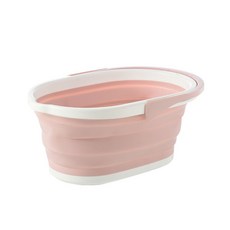 윰스 다용도 접이식 손잡이 버킷, 1개, 라이트핑크
