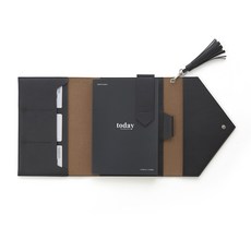 Funnymade 素色流蘇皮革手帳本, 黑色