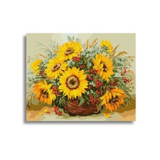 向日葵繪畫繪畫油畫DIY傑作繪畫套組, 8朵向日葵