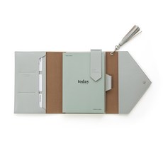 Funnymade 素色流蘇皮革手帳本, 薄荷灰