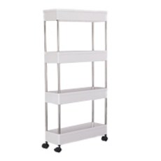 簡約窄型移動式推車置物籃 BGN008 4層, 白色的, 1個