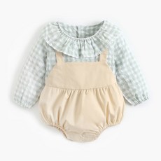 BEBENIZ 格紋長袖假兩件式連身衣