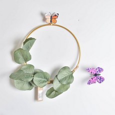 Tannine金色環花人造花環 圓形 07 ZSP006, 混色