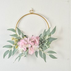 Tanniene金色環形花朵人造花花環 圓形 17 ZSP006, 混色