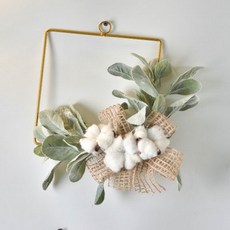 Tanniene金色環形花朵人造花花環 四方 14 ZSP006, 混色