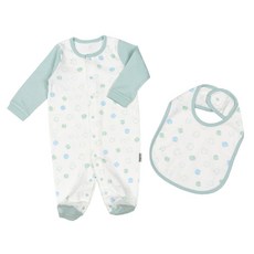 Dong mulone 孩童貓咪圖案長袖連身服+圍兜