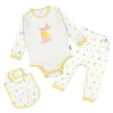 Dong mulone 兔子印花包屁衣+圍兜組