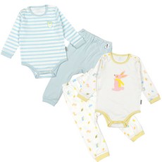 Dong mulone 兔子印花條紋包屁衣+兔子印花包屁衣組