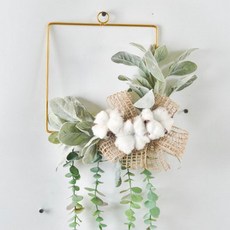 Tanniene金色環形花朵人造花花環 四方 11 ZSP006, 混色