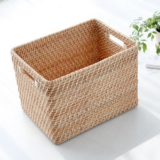 MARKET B 錫蘭手工附把手收納盒 XL BM200826, 1個, 自然色