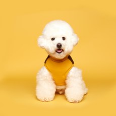 Flot 狗狗格紋無袖高領T恤, 黃色