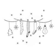 聖誕襪子裝飾壁貼 X038, 灰色的