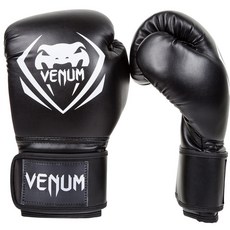 VENUM 競爭者拳擊跆拳道泰拳 MMA 混合武術手套套組, 黑+白