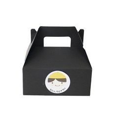 提手蛋糕包裝盒+帽子男孩貼紙套組, 盒子（黑色），貼紙（黃色）, 100套