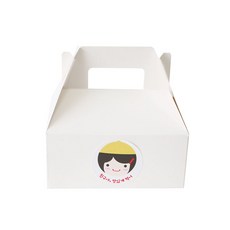 提手蛋糕包裝盒+帽子掛架貼紙套組, 盒子（白色），貼紙（黃色）, 100套