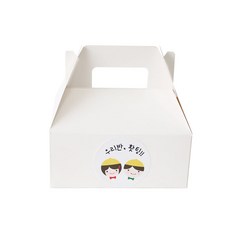 提手蛋糕包裝盒+帽子 Woori Banweeting 貼紙套組, 盒子（白色），貼紙（黃色）, 100套