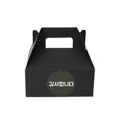 提手蛋糕包裝盒+圓形感謝貼紙套組, 黑色的, 100套