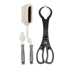 BABY&I 旋轉奶瓶刷組 灰色+奶瓶夾, 1組, 深夜黑