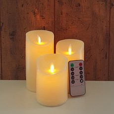 촛불 흔들리는 건전지 LED 캔들 10cm + 12.5cm + 15cm + 리모컨 세트, 혼합색상