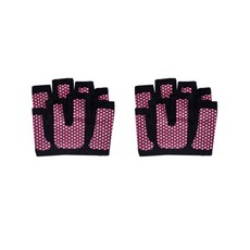 GUNU瑜珈健身防滑手指半手套 2入, 粉色的