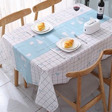 格紋PVC防水便攜式桌布 天空藍 137*180cm, 1件, 5個