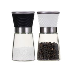 SINOGLASS 鹽與胡椒研磨罐 黑色 + 白色套組, 1套