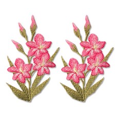 時尚亮點刺繡臂章, 杜鵑花, 2個