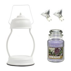 YANKEE CANDLE 造型融燭燈+香氛蠟燭 L號+燈泡 2入, 暖色（純白）、蠟燭（丁香花）