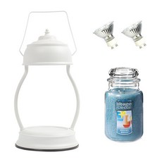 YANKEE CANDLE 造型融燭燈+香氛蠟燭 L號+燈泡 2入, 溫暖（純白色），蠟燭（巴哈馬微風）