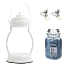 YANKEE CANDLE Rajja + 蠟燭加熱器 + 燈泡 2 件套, 暖器（純白）、蠟燭（桉樹）