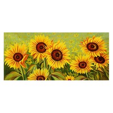 KMELLIE 3D 7朵向日葵 圓形鑽石畫 DIY 套組 70 x 30 cm, 混合顏色, 1套