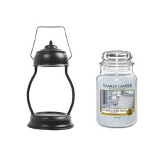 YANKEE CANDLE 蠟燭 L號+加熱式燭燈+燈泡組 2入, 溫暖（純黑色），蠟燭（Arkham & Quiet Place）