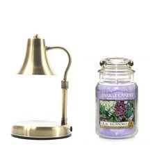 YANKee CANDLe 大罐蠟燭 + High-Low 融蠟燈 + 燈泡 2入組, 融蠟燈(復古), 蠟燭(紫丁香)