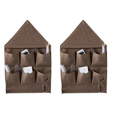 GUNU 簡易壁掛式收納袋 6格 2入, 棕色
