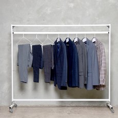 쉘빙스토리 1단 행거 조정발 + 브레이크바퀴 1800mm L24, 화이트