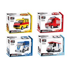 Decool 迪庫積木 迷你賽車 和平使者 22005 + 22006 + 22007 + 22008 積木4件組, 混合色