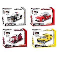 DECOOL 迴力迷你積木模型車 22019 + 22020 + 22021 + 22022 4件組, 1套, 混和顏色