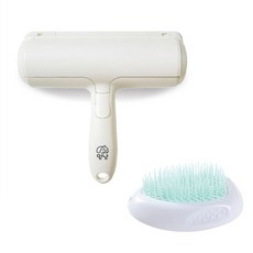 Meongyang 寵物除毛半永久黏毛滾輪 19cm + 刷子組合, 隨機出貨(滾輪), 薄荷綠(刷子), 1套