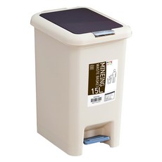 採礦一鍵式踏板垃圾 15L, 米色