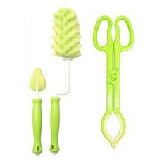 mom's Baby 過濾海綿奶瓶奶嘴刷+消毒奶瓶夾, 1組, 綠色